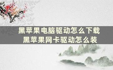 黑苹果电脑驱动怎么下载 黑苹果网卡驱动怎么装